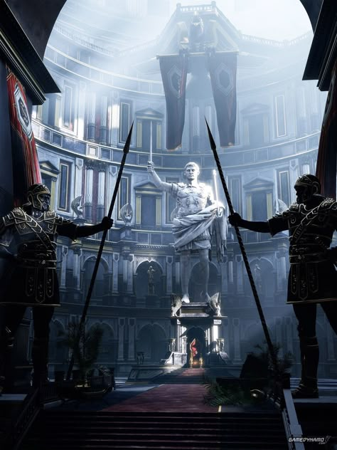 RYSE; Throne room, Paul Dalessi on ArtStation at https://www.artstation.com/artwork/Negb Ryse Son Of Rome, Rome View, Imperiul Roman, Empire Romain, Rome Antique, Throne Room, Roman Soldiers, Roman History, Roman Art