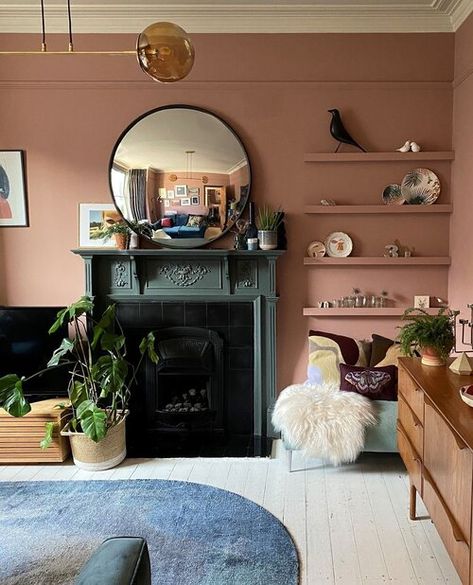 IMAGE: @paintandpaperlibrary Mauve Paint, Mauve Living Room, Next Living Room, Vibrant Living Room, Paint And Paper Library, House Design Ideas, Paint Paper, Living Room Decor Fireplace, Cozy Living Spaces