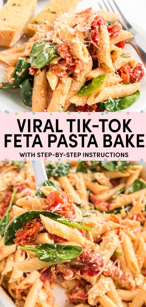 Feta Pasta With Spinach, Spinach And Feta Pasta, Spinach And Cherry Tomato Pasta, Spinach And Feta Pasta Bake, Baked Feta Pasta With Cherry Tomatoes And Spinach, Feta Tomato Spinach Pasta Bake, Recipes With Spinach And Tomatoes, Pasta With Feta Cheese And Tomato, Baked Feta Cheese Recipes