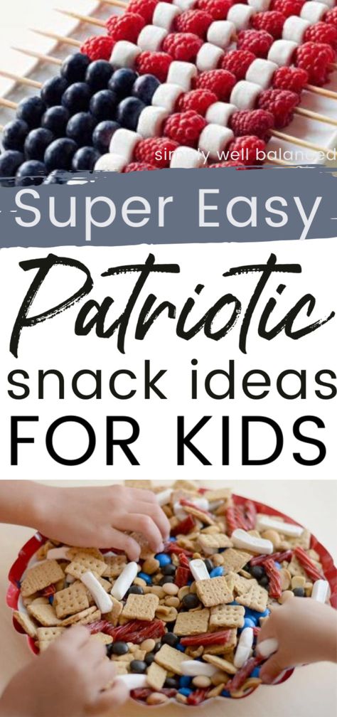 These are perfect! Tons of red, white and blue snack recipes that are easy for kids to make. Perfect for 4th of July parties and Memorial Day BBQ's. Healthy patriotic snacks for kids. Simple patriotic snacks to make with kids, preschoolers and toddlers. #4thofJuly #patriotic #recipes 4th Of July Party For Kids, Labor Day Snacks For Kids, Memorial Day Kids Activities, Memorial Day Snacks For Kids, Forth Of July Snacks For Kids, July 4th Snacks For Kids, 4th Of July Snacks Easy, Memorial Day Kids Food, 4th Of July Snacks For Kids To Make