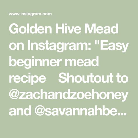 Golden Hive Mead on Instagram: "Easy beginner mead recipe 🍋 Shoutout to @zachandzoehoney and @savannahbeeco for making some great honey! #mead #honeywine #winemaking #easyrecipe #hobby #diy #honey #homebrew" Honey Mead Recipe, How To Make Mead Recipes, Easy Mead Recipe, Homemade Mead How To Make, Making Mead At Home, Mead Recipes, Honey Mead, Diy Honey, Mead Recipe