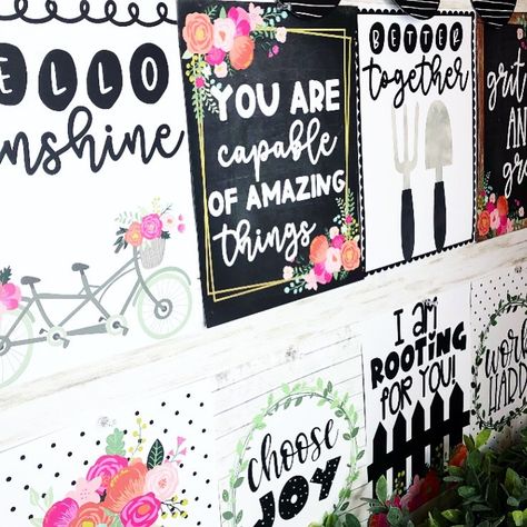 Confetti and Creativity on Instagram: “Sneak PEEK!!!😍 Calling all farmhouse obsessed teachers! I cannot wait to release my newest farmhouse 2020 collection: Farmhouse Florals and…” Floral Classroom Decor, Floral Classroom, Farmhouse Florals, Garden Theme Classroom, Champs Posters, Black And White Backgrounds, Weather Cards, Teacher Toolbox Labels, Teacher Forms