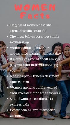 All throughout history, women have been strong, compassionate and amazing. Women are strong and determined and pretty amazing. There may however be some facts you did not hear before about being a woman. Here are some interesting facts that are a part of what makes women so awesome. Whether it is unique that a woman does or that a woman has done in the past, this list contains a bunch of amazing facts. What Is A Woman, 10 Facts About You, Girly Facts, Physcology Facts, Women Facts, Facts About Guys, Mean Women, Men Lie, Facts You Didnt Know