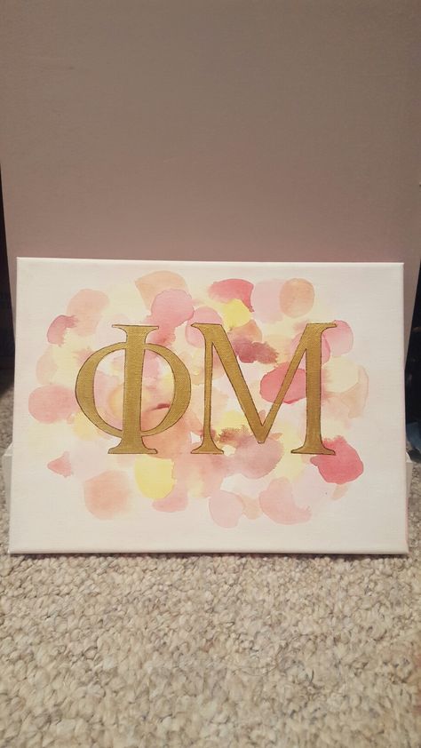 Big little crafting, Phi Mu watercolor canvas #phimu #canvas #crafting #sorority #biglittle Phi Mu Paintings Canvases, Phi Mu Canvas Painting, Phi Mu Paintings, Sorority Canvas Ideas, Alpha Chi Omega Canvas, Phi Mu Canvas, Chi Omega Canvas, Phi Mu Crafts, Sorority Baskets