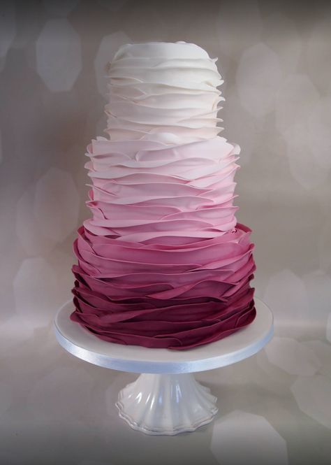 Ombre Cake Wedding, Ombre Rose Cake, Ombre Ruffle Cake, Ombre Tiered Cake, Ombré Wedding Cake, Ombre Effect Cake, Mauve Cake, Ombré Pink Cake, Ruffle Cake Design