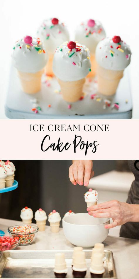 Playdate Snacks, Cone Cake Pops, Ice Cream Cone Cake Pops, Tiny Cake, Make Cake Pops, Ice Cream Cake Pops, Cone Cake, Ice Cream Cone Cake, Mini Ice Cream Cones