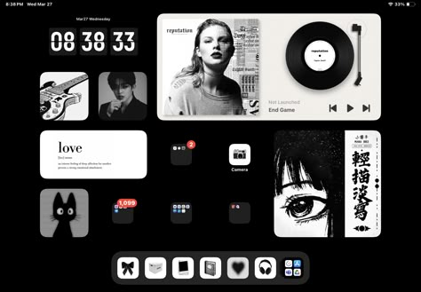 Ipad Ios 16 Homescreen, Ipad Screen Ideas, Ipad Aesthetic Homescreen, Mac Widgets, Home Screen Ipad, Tablet Theme, Ipad Homescreen Ideas, Ios 16 Homescreen, Background Widget