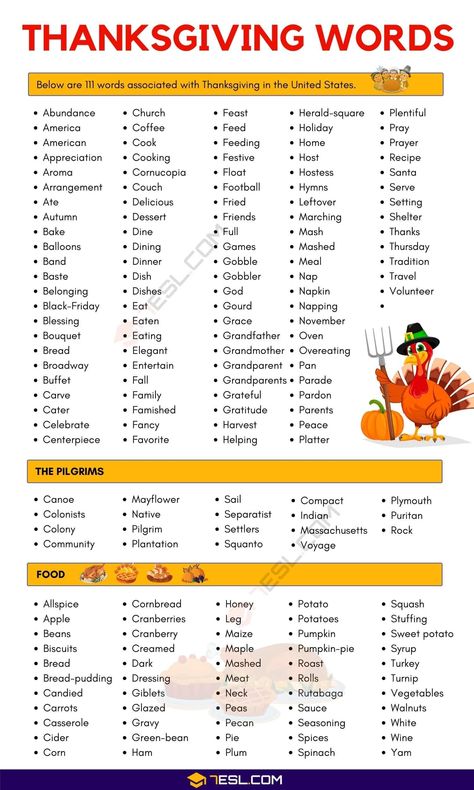 Thanksgiving Words List, Interesting Words, Cornbread With Corn, 3 Letter Words, Thanksgiving Words, Nonsense Words, Thanksgiving Day Parade, Four Letter Words, Letter N Words