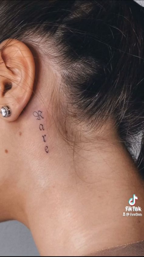 Behind The Ear Neck Tattoo Ideas, Face Tattoos Ideas, Tattoos For Women Behind Ear, Word Neck Tattoos, Small Flower Tattoos For Women, Simple Neck Tattoos, Culinary Tattoos, Unique Tattoos Black Women, Handwriting Tattoos