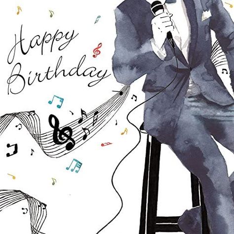 Happy Birthday Singer, Disney Birthday Card, 16th Birthday Card, Old Birthday Cards, Watercolour Effect, Mens Birthday, Birthday Card For Him, 70th Birthday Card, Happy 70 Birthday