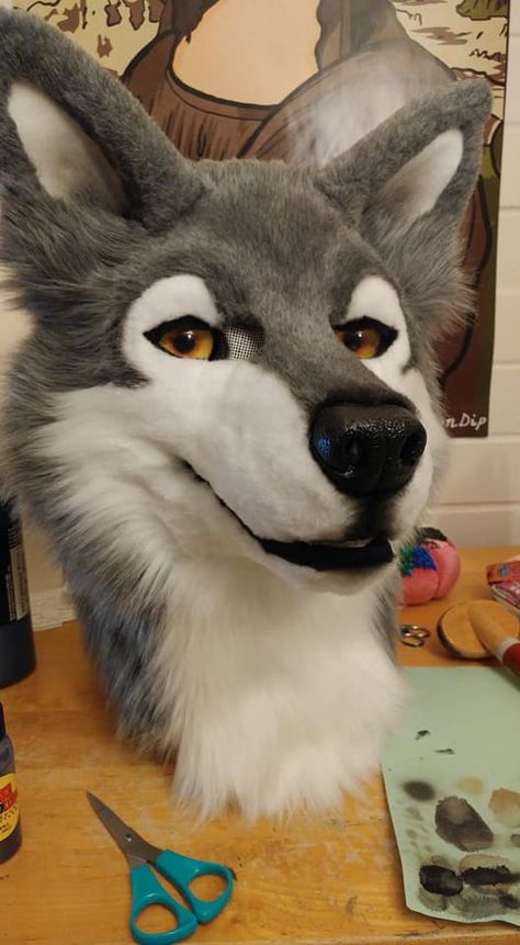 Grey Wolf by: Sarahcat Fursuits Wolf Fursuit Base, Realistic Wolf Fursuit, Realistic Fursuit, Wolf Fursuit, Fursuit Ideas, Fursuit Head, Grey Wolf, Connecticut, Husky