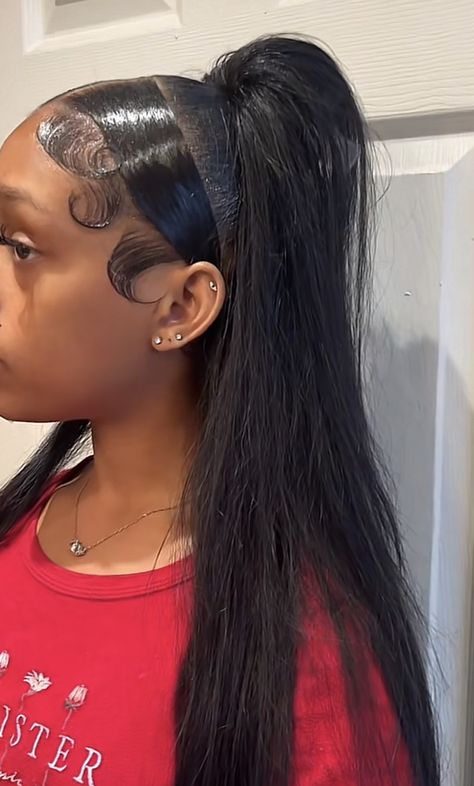 Curly Hair Sew In, Sleek Braided Ponytail, Weave Ponytail Hairstyles, Sleek Ponytail Hairstyles, Hair Inspiration Long, Quick Weave Hairstyles, Dance Hairstyles, Clip Hairstyles, Slick Hairstyles