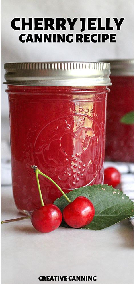 Enjoy the taste of fresh cherries even when they're out of season with our canning jelly recipes. This blog post features a cherry jelly recipe with pectin that makes the canning process simpler and the final product even more delicious. Don't miss out on this opportunity to add a delightful new recipe to your home canning repertoire. Cherry Canning Recipes, Cherry Jelly Recipe, Canning Jelly Recipes, Cherry Jelly Recipes, Canning Fruit Recipes, Canning Jelly, Cherry Jelly, Pressure Canning Recipes, Canning Process