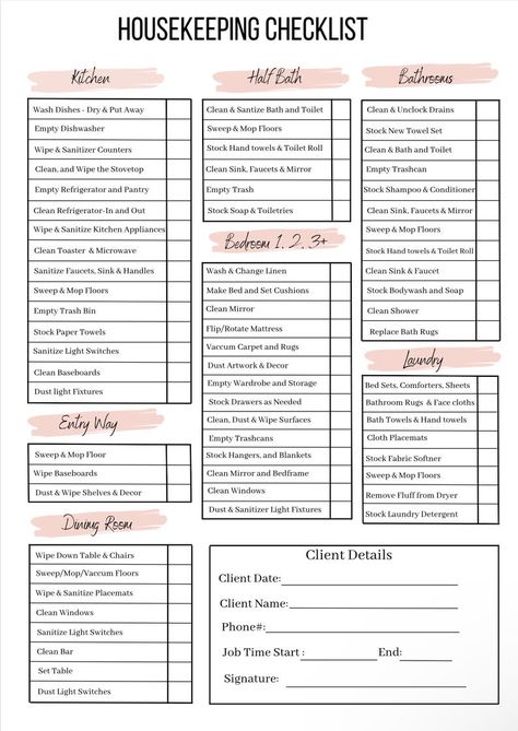 Housekeeping Checklistairbnb Cleaning Checklisthousekeeping - Etsy France Clean Schedule, Housekeeping Checklist, Cleaning List Printable, Airbnb Cleaning Checklist, Housekeeper Checklist, Moving House Tips, Hotel Housekeeping, Room Attendant, Cleaning Checklist Template