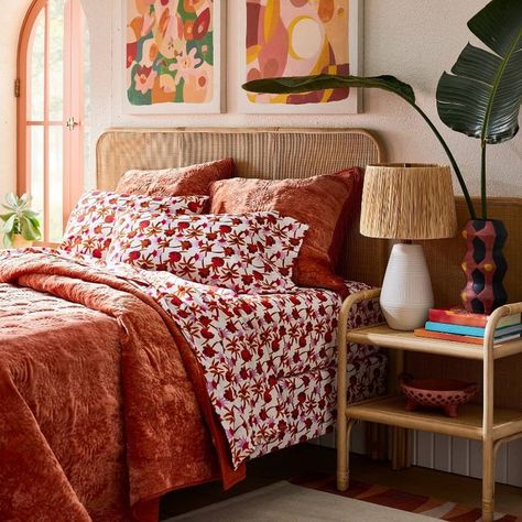 Best Products From Target's Opalhouse | 2022 Target Bedding, Rattan Headboard, Bohemian Room, Best Sheets, Relaxing Bedroom, Percale Sheets, Woven Rattan, Inspired Living, Headboards