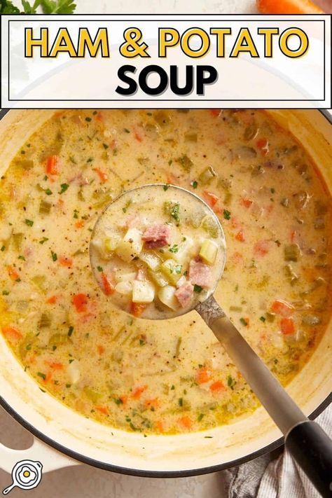 This ham and potato soup is creamy but not too heavy and loaded with fresh veggies and salty ham. It's perfect for the seasonal transition! Ham And Potato Soup, Ham Potato, Ham Soup, Food Wishes, Savory Soups, Chicken Meal Prep, Dinner Entrees, Chicken Pasta Recipes, The Soup