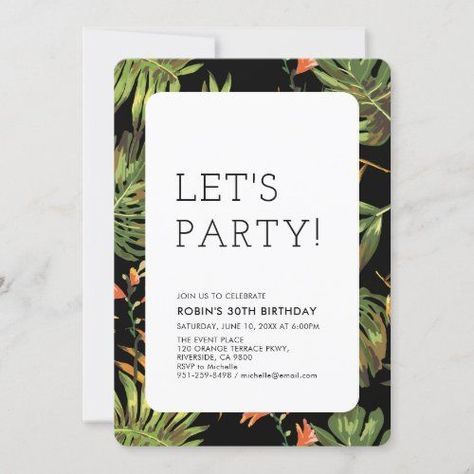 $ 3.09 | Modern Tropical Summer Adult Birthday Party #summer party #palm trees #adult birthday #30th birthday #40th birthday #50th birthday #surprise birthday #tropical birthday #summer birthday #60th birthday Summer Adult Birthday Party, 50th Birthday Surprise, Birthday Party Summer, Summer Birthday Invitations, Tropical Birthday Party, 40th Birthday Party Invites, Surprise Birthday Invitations, Tropical Patterns, 60th Birthday Invitations