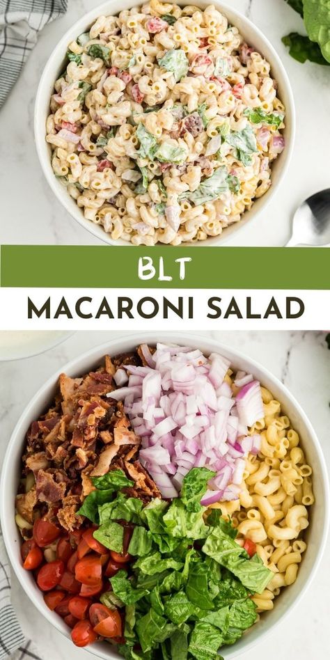 Blt Sandwich Sides, Blt Pasta Salad Recipe, Blt Macaroni Salad Recipe, Blt Pasta Salad, Ultimate Blt Salad, Tipsy Housewife Tangy Tomato Blt Pasta Salad, Blt Pasta Salad Recipe Tipsy Housewife, Healthy Macaroni Salad, Blt Macaroni Salad