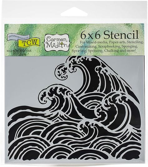 Koi Stencil, Waves Stencil, Workshop Template, Wave Stencil, Marquesan Tattoos, Sponging, Stencil Template, Stippling, Stencil Designs