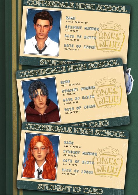 School Id Card Template, Sims 4 Stories, Student Numbers, School Id, Free Sims 4, Sims 4 Mm Cc, Id Card Template, High School Years, Sims 4 Mm