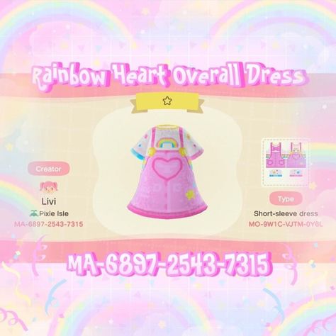 Kidcore Acnh Clothes, Kid Core Animal Crossing, Care Bear Animal Crossing, Kidcore Animal Crossing Codes Clothes, Animal Crossing Kidcore Codes, Acnh Kidcore Codes, Acnh Carebear Design, Rainbow Island, Pastel Kidcore