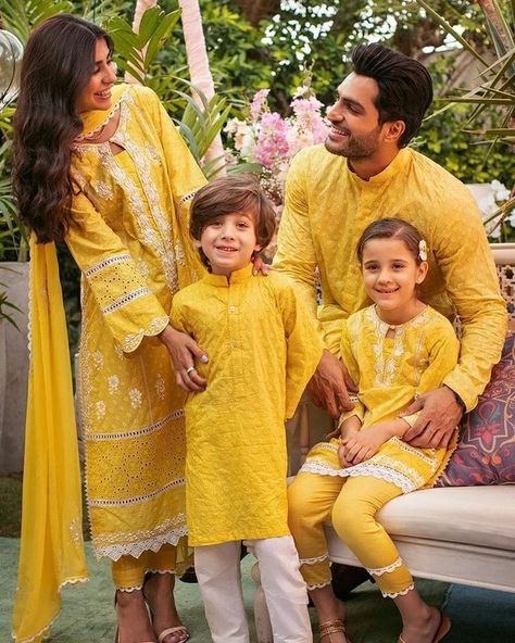 #Family dress planing for any #occasion like # haldi ceremony# nikah ceremony # walima ceremony # parties etc✨ Available on order only🤞 📞 for order n price All India delivery📮 #trending #travelingclothes Schiffli Kurta, Ansab Jahangir, Twinning Outfits, Mom Daughter Matching Dresses, Gota Embroidery, Stylish Men Wear, Family Dress, Mom Daughter Outfits, Pineapple Yellow