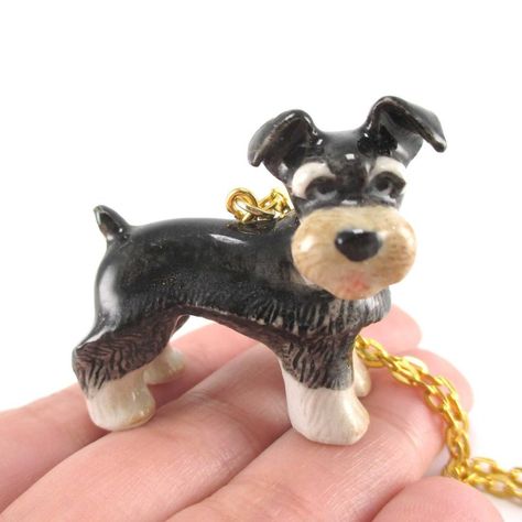 Schnauzer Puppy Dog Porcelain Hand Painted Ceramic Animal Pendant Necklace | Handmade Dog Pottery, Birthday Candle Holder, Schnauzer Art, Schnauzer Puppy, Animal Pendant, Dog Pendant, Pottery Crafts, Ceramic Animals, Ceramics Ideas Pottery