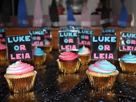 Luke Or Leia Gender Reveal, Starwars Gender Reveal, Star Wars Gender Reveal, Alex Star, Star Wars Baby Shower, Gender Reveal Cupcakes, Star Wars Nursery, Pregnancy Gender, Pregnancy Gender Reveal