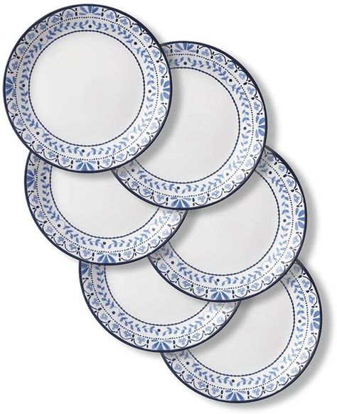 Amazon.com: Corelle Chip Resistant Lunch Plates, 6-Piece, Portofino: Home & Kitchen Corelle Plates, Black And White Plates, Corelle Dinnerware, Stacking Bowls, Lunch Plate, Plates And Bowls Set, Clean Plates, Appetizer Plates, Fun Dinners