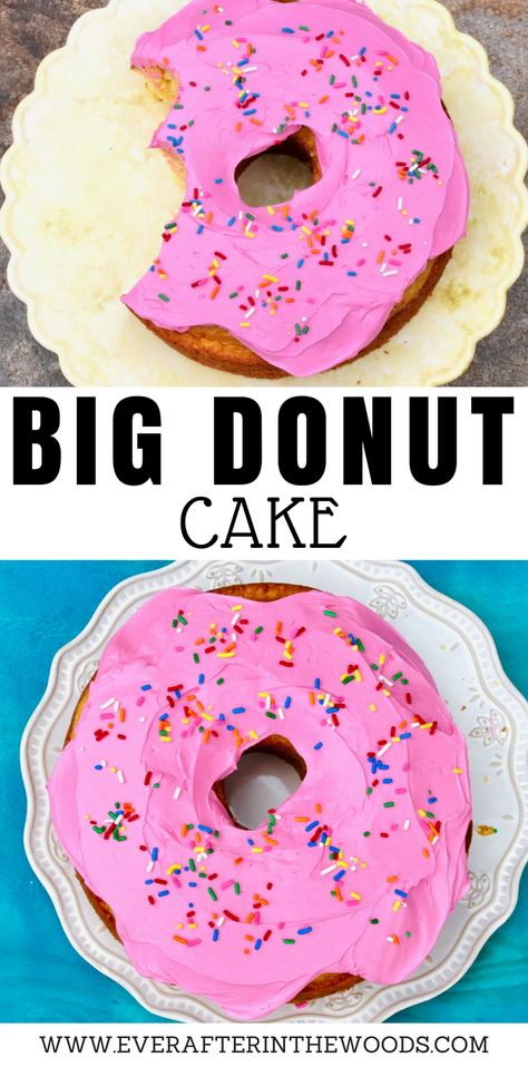 Amazing Cake Recipes, Vanilla Donut, Big Donut, Donut Birthday Cake, Big Donuts, Disney Parties, Donut Themed Birthday Party, Moist Vanilla Cake, Diy Donuts