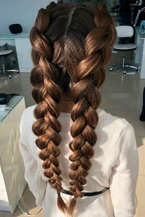 Cute And Creative Dutch Braid Ideas Thick Hair Braids Easy, 2 Braids Hair Styles, Poofy Dutch Braids, Fancy Dutch Braid, Big Dutch Braid, Men Dutch Braid, Chunky Dutch Braid, Two Long Dutch Braids, Puffy Dutch Braids