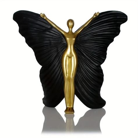 Modern Resin Fairy Figurine Set Elegant Black Fairy - Temu