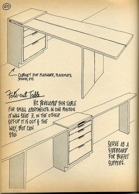 Space Saving Dining Room, Nomadic Furniture, Fold Out Table, Sewing Rooms, Space Saving Furniture, A Desk, Sewing Room, Small Apartments, Design Interior