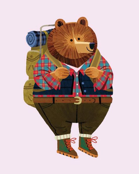 Kim Smith on Instagram: “A hiker! #bear #bearhiking #hiker #kidlitart #illustration” Kangaroo Illustration, Bear Character Design, Kim Smith, Children's Book Characters, Bear Character, Picture Books Illustration, Love Bear, Nature Illustration, Childrens Illustrations