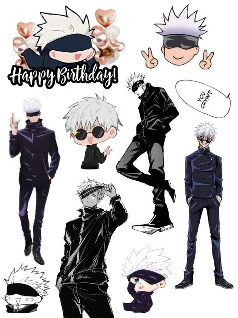 Jujutsu Kaisen Birthday, Cake Stickers, Gojo Jujutsu Kaisen, Anime Cake, Paw Patrol Cake, Happy Birthday Signs, Birthday Cake Topper Printable, Jujutsu Kaisen Anime, Pony Birthday