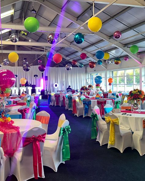 Suspended Balloon Ceiling ✨ Bespoke Balloon Stands✨ Centre Pieces - Disco Balls & Arrangements✨ Candles & Disco Balls✨ Chair Covers & Sashes by our @mandyspartys ✨ #suspendedceiling #suspendedballoonceiling #bespokeballoons #discoballs #candles #centrepieces #balloonsdecoration #balloons #roomdress #chaircovers #roomdressingliverpool #smallbusinessowner #smallbusinesssupport #liverpool Rainbow Quinceanera Theme, Quinceanera Theme, Balloon Ceiling, Quinceanera Themes, Ball Chair, Balloon Stands, Suspended Ceiling, Disco Balls, Pew Pew