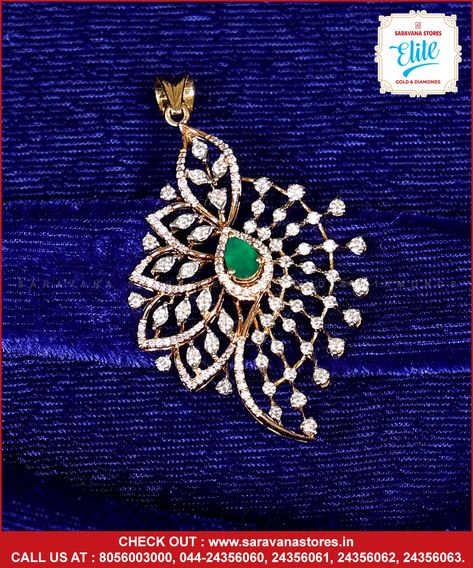 Go trendy with this gorgeous diamond pendant emblished with vibrant green stones. #diamondpendant Check out : www.saravanastores.in Call us at : 8056003000, 044-24356060, 6061, 044-24356062, 044-24356063 #diamondpendantdesign #diamondpendantmodels #diamondpendantcollection #diamondpendantset #saravana #saravanaelite #saravanadiamond #diamonds #diamondring #engagementnecklace #necklace #weddingnecklace #jewellery #finejewelry #wedding #diamondjewelry #SaravanaStoresEliteDiamonds Pendant Designs Gold Simple, South Jewellery, Jewelry Packaging Design, Diamond Necklace Simple, Pakistani Jewellery, Metal Art Jewelry, Diamond Pendant Jewelry, Diamond Locket, Pendant Designs