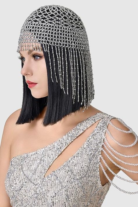 Cleopatra Headpiece, 1920s Hair Accessories, Look Gatsby, Modern Nostalgia, Art Deco Headpiece, Gatsby Headpiece, Flapper Headpiece, 1920s Headpiece, Beaded Headpiece