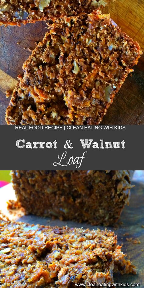 Keto Walnut Cake, Carrot Walnut Loaf, Carrot Loaf Recipe Healthy, Walnut Recipes Healthy, Clean Eating With Kids, Carrot And Walnut Cake, Walnut Loaf, Eating Carrots, Loaf Cakes