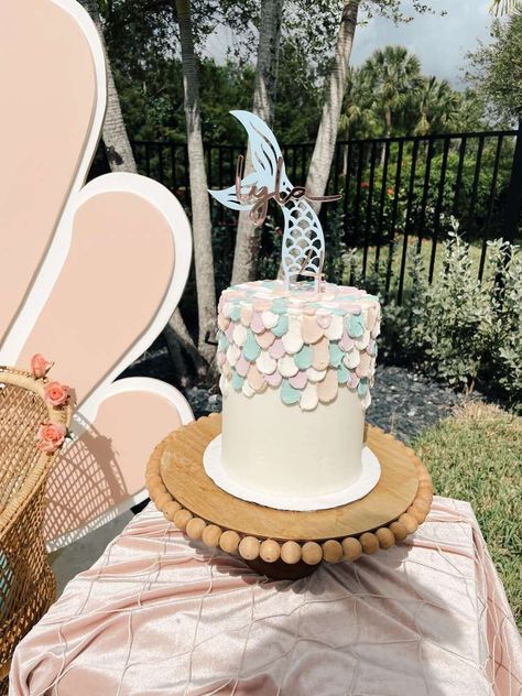 Boho Mermaid Birthday Cake, 1 Year Mermaid Birthday, Boho Mermaid Cake, Boho Mermaid Birthday Party, Pastel Mermaid Party, Mermaid First Birthday Party, Mermaid Birthday Party Cake, Mermaid Party Backdrop, Mermaid 1st Birthday Party