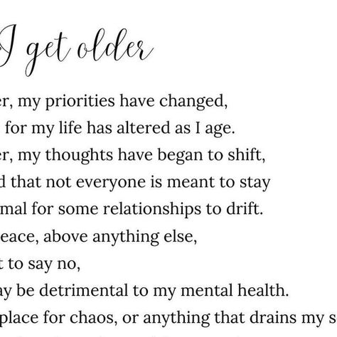 Personalised Rhyme on Instagram: "Simple Sundays ❤️ 

It’s a funny thing isn’t it as you get that bit older all the things we once worried about, in our early twenties, all the silliness, the drama. My thirties are all about the peace 💫

Added to my website under classics ❤️" As We Grow Older Quotes, Thirties Quotes, Growing Older Quotes, Older Quotes, Be Bold Quotes, Aging Quotes, The Drama, The Peace, My Website