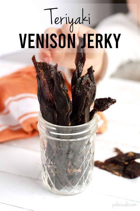 Homemade Teriyaki Venison Jerky Venison Jerky Marinade, Homemade Teriyaki Marinade, Jerky Marinade Recipes, Jerky Recipes Dehydrator, Venison Jerky Recipe, Jerky Marinade, Venison Jerky, Venison Roast, Jerky Recipe