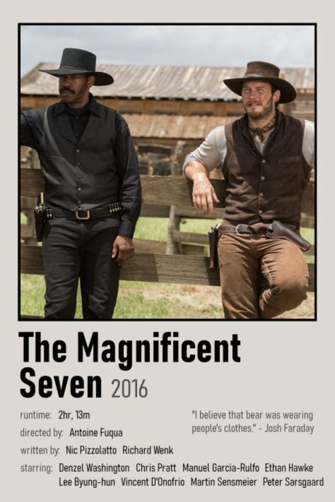 The Magnificent Seven 2016, Ethan Hawke Movies, Magnificent Seven 2016, Magnificent 7, Magnificent Seven, Netflix Hacks, Vincent D’onofrio, Posters Minimalist, The Magnificent Seven