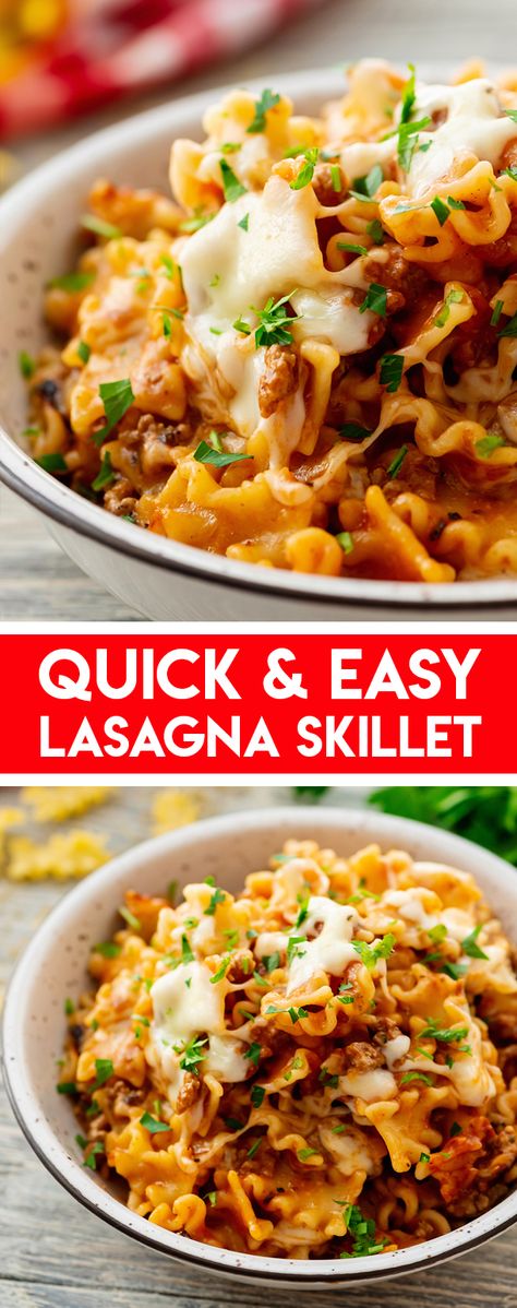 Lasagna Skillet Recipe, Lasagna Skillet, Skillet Lasagna, Easy Skillet Meals, Italian Comfort Food, Diner Recept, Pasta Primavera, Weight Watchers Desserts, Skillet Meals