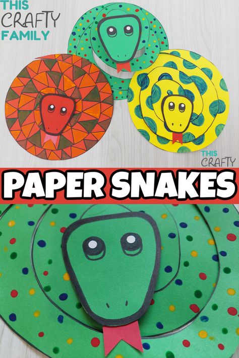 Paper Snake, Reptile Crafts, Snake Craft, Rainforest Crafts, Paper Animal Crafts, Safari Crafts, Rainforest Activities, Summer Crafts For Toddlers, Jungle Crafts