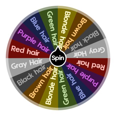 Spin the wheel to randomly choose from these options: Red hair, Purple hair, Blue hair, Green hair, Blonde hair, Brown hair, Black hair, Gray Hair! Color Wheel Hair Colour, Oc Wheel, Color Wheel Ideas, Hair Color Wheel, Skin Color Chart, Hairstyle Generator, Colour Wheel Theory, Color Characters, Stylish Hair Colors