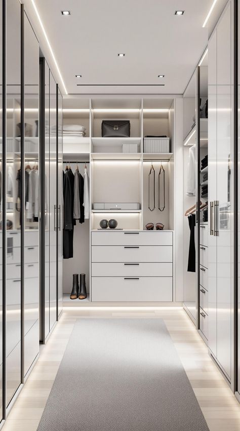 walk in closet ideas Walk In Closet Ideas, Minimalist Inspiration, Agriculture Industry, Hidden Compartments, Monochromatic Palette, Functional Space, Closet Ideas, Maximize Space, Clutter Free