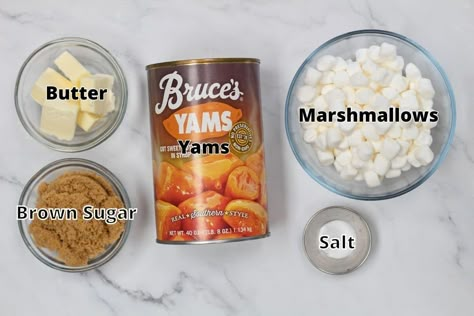 Baked Candied Yams From Can, Canned Sweet Potatoes With Marshmallows Easy, Candy Yams Marshmallows, Candied Yams Easy Canned, Yams With Marshmallows Crockpot, Candied Yams With Marshmallows Canned, Candied Yams With Marshmallows Crockpot, Bruce Candied Yams Recipe, Yams In A Can Recipes