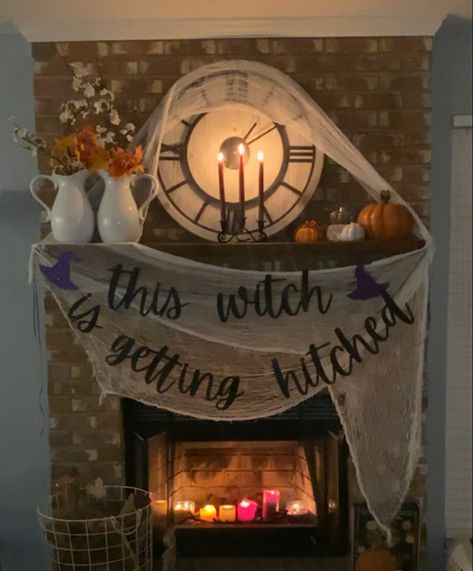 Halloween Engagement Announcement, Halloween Engagement Party Decorations, Engagement Party Halloween Theme, Engagement Party Halloween, Halloween Engagement Party Ideas, Halloween Themed Engagement Party, October Engagement Party, Hocus Pocus Bridal Shower Ideas, Spooky Engagement Party