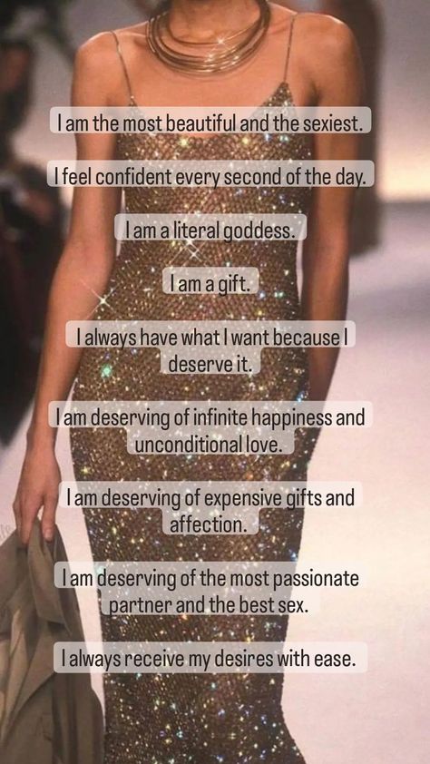 Money Affirmations Affirmations For Luxury Lifestyle, Luxury Lifestyle Affirmations, Goddess Manifestation, Luxury Affirmations, Self Concept Affirmations, Mirror Affirmations, Work Manifestation, Goddess Fashion, Second Brain